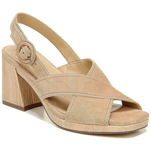 Naturalizer Renly Bamboo Block Heel Sandal Womens 8.5W Tan Peep Toe G9747L1250
